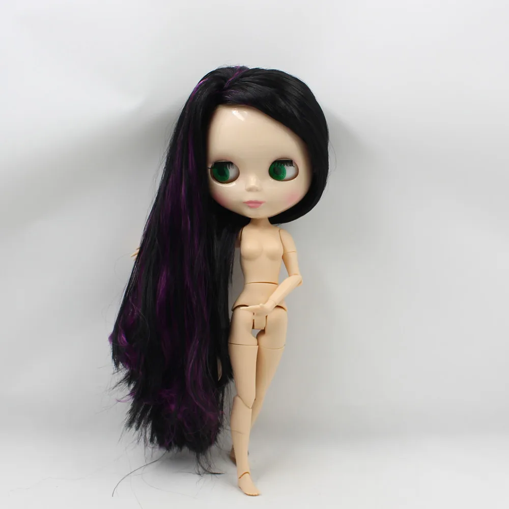 Обнаженная кукла Blyth фиолетовый микс черные длинные волосы мода Blyth BJD кукла с гибкими суставами модель игрушки - Цвет: Nude doll