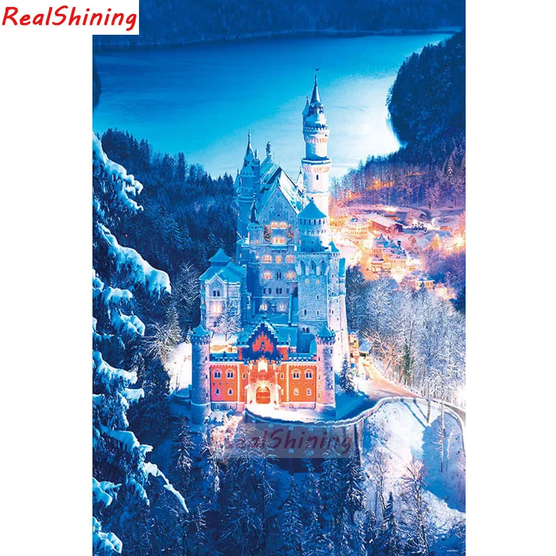 5D Diy Diamond Painting Cross Stitch full Square Embroidery Swan Castle Germany picture for room Decor H1708 | Дом и сад