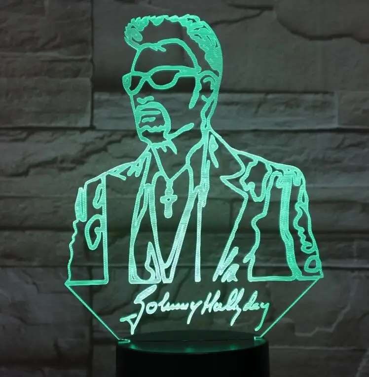 Billie Eilish Johnny Hallyday MJ 3D светодиодный светильник Иллюзия прикроватный USB сенсорный RGB 7 цветов Изменение Фредди Меркьюри певица подарки другу - Испускаемый цвет: Model 3