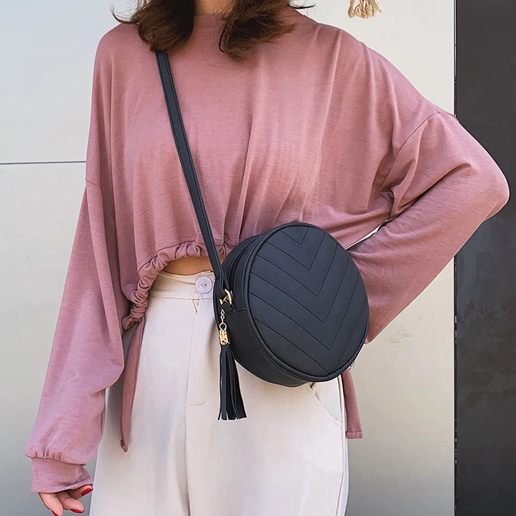 OCARDIAN сумка женская круглая сумка Mulit стиль кожаная сумка однотонная сумка на плечо с кисточками Новая мода May7