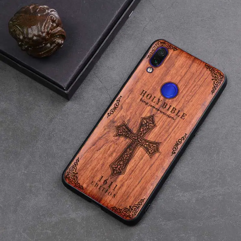 Чехол для Redmi Note 7 чехол из натурального дерева Xiaomi Note7 Pro ТПУ с розовым деревом