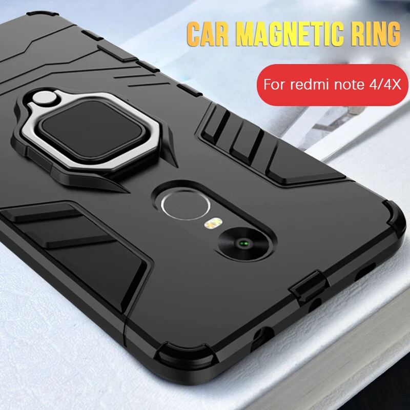 

Shockproof armor case For xiaomi redmi note 4 cover with car magnetic ring holder stand hard case for xiaomi redmi note 4x funda