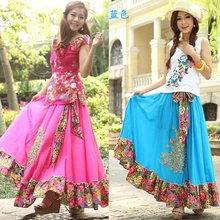 Новинка года; летняя юбка на талии с вышивкой павлина; Супер длинная юбка в стиле бохо