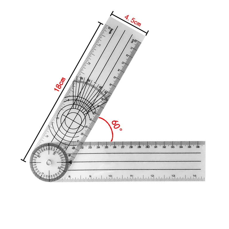 Goniometer Angle Medical Spinal Angle Ruler Inclinometer Ruler Protractor finder Measuring Tool 0-140mm 360 Degree