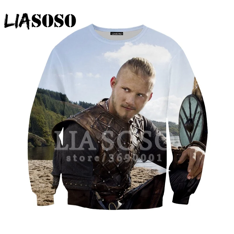 

LIASOSO New Sweatshirt Harajuku Hoodies 3d print Vikings Lagertha Ragnar Lothbrok Men Women casual Pullovers Long-sleeve X1037