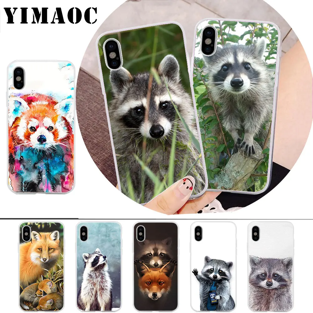 

YIMAOC Raccoon red panda fox Soft Silicone Case for iPhone X r s Xr Xs Max 8 7 6S 6 Plus 5 5s SE