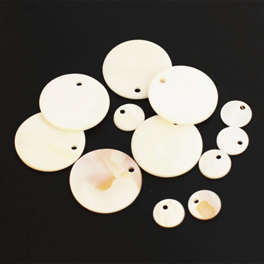 Pack of 12 10mm and 23mm Round Natural Flat Shell Charm Beads Pearl fit Gem stone Glass Crystal