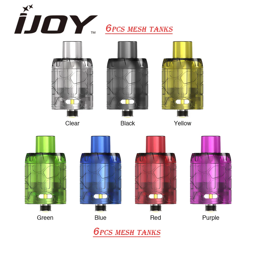 

6pcs Original 2ml/3ml IJOY Mystique Mesh Tank 0.15ohm Coil Head Top Refill & Bottom Airflow Replacement Ecig Vape Tank Atomizer