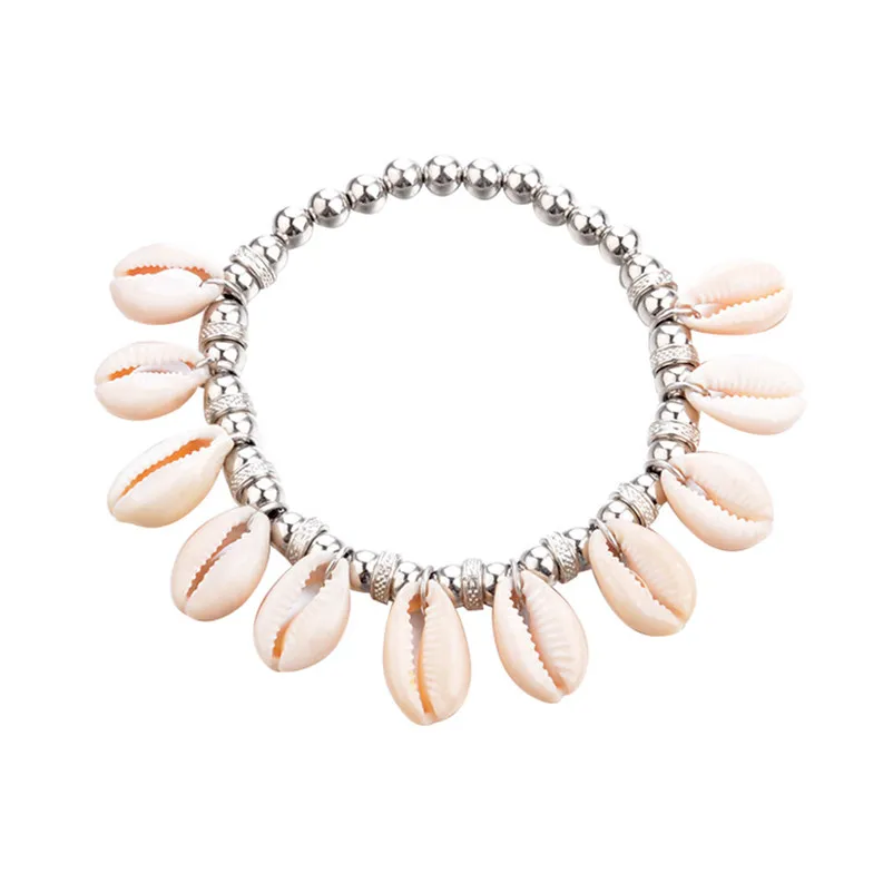 NEW Beads anklets for women Cowrie Beach Anklet Natural Shell and Wood Beads Bohemian Ankle Bracelet Sandals Pulseras J28#N (6)