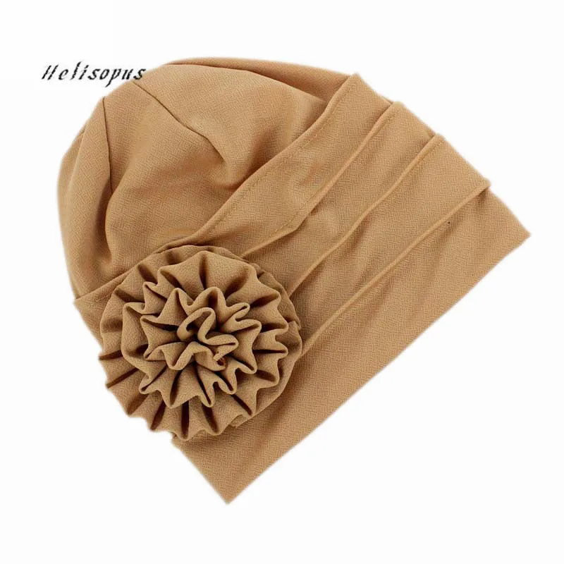 

Helisopus Women Fashion Big Flower Turban Hat Women Hair Accessories Chemo Hair Cap for Cancer Bonnet Headwear Turban
