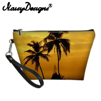 

Noisydesigns designer cosmetic bag Cases Women Travel Cosmetic Bag 3D Palm Pattern Teenage Girls Makeup Pouch Vanity Case 2018