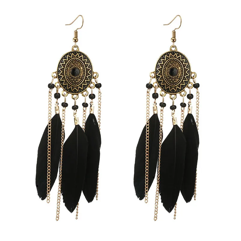 2018 Trendry Earrings for Women Vintage Women Bohemian Fashion Weave Tassel Earrings Long Drop Earrings Jewelry Brincos J05#N (7)