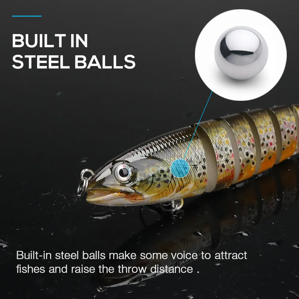 VTAVTA Sinking Swimbait Wobbler 19g 8 Segments Fishing Lure Multi Jointed Fishing Hard Lures Crankbait Lifelike Artificial Bait 