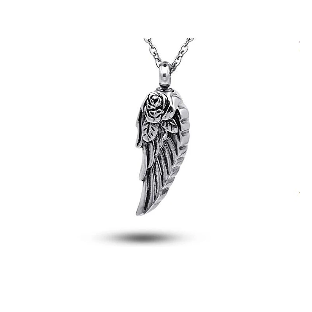 316L Stainless Steel Angel Wing Ash Pendant Cremation Jewelry Urn