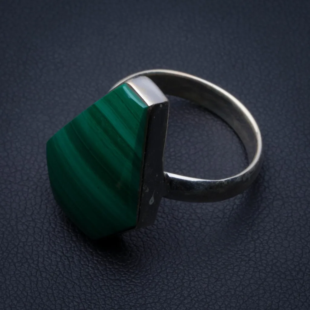 

Natural Malachite 925 Sterling Silver Ring, US Size 7.75 R3062
