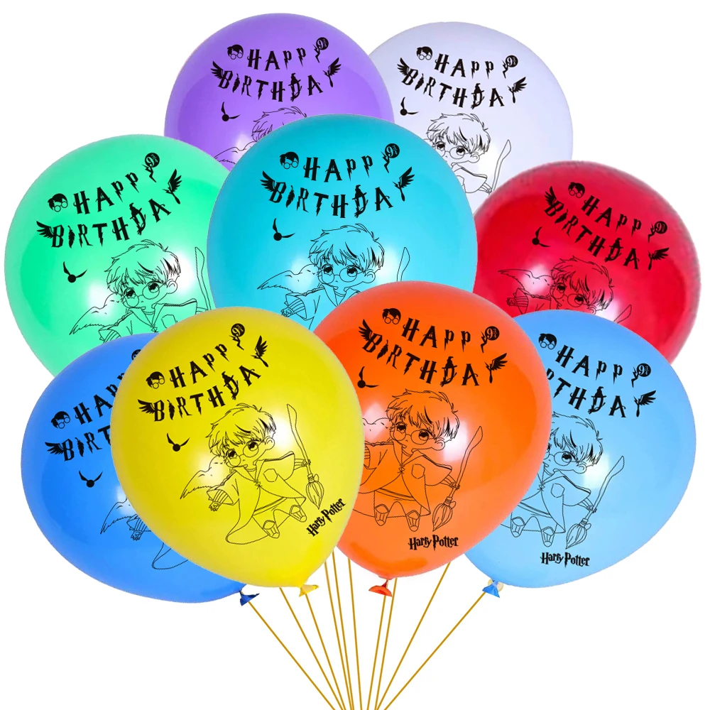 

10pcs 12inch Mixed Potter Latex Balloons Harri Happy Birthday Balloon Boy Flags Banner for Magic Theme Helium Globos Decor