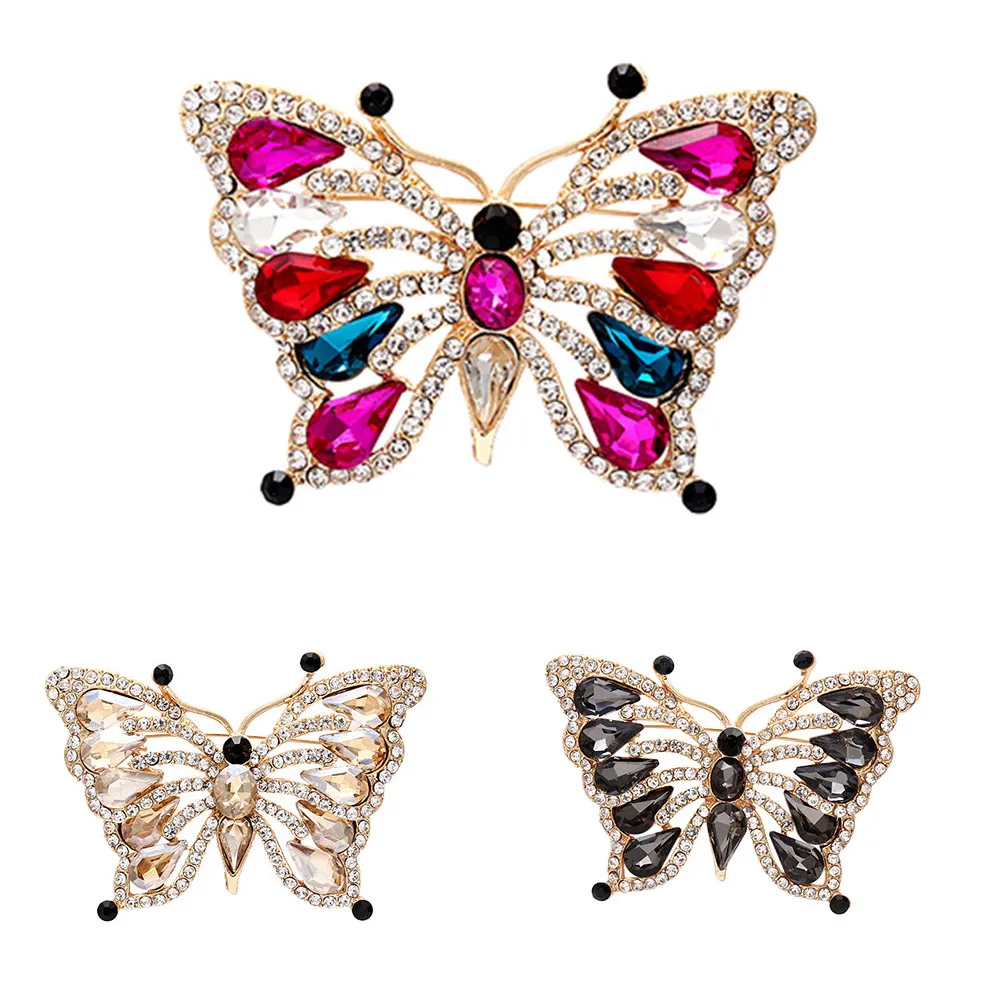 

high quality Exquisite Butterfly Brooches For Women Metal Crystal Enamel Animal Brooch Jewelry
