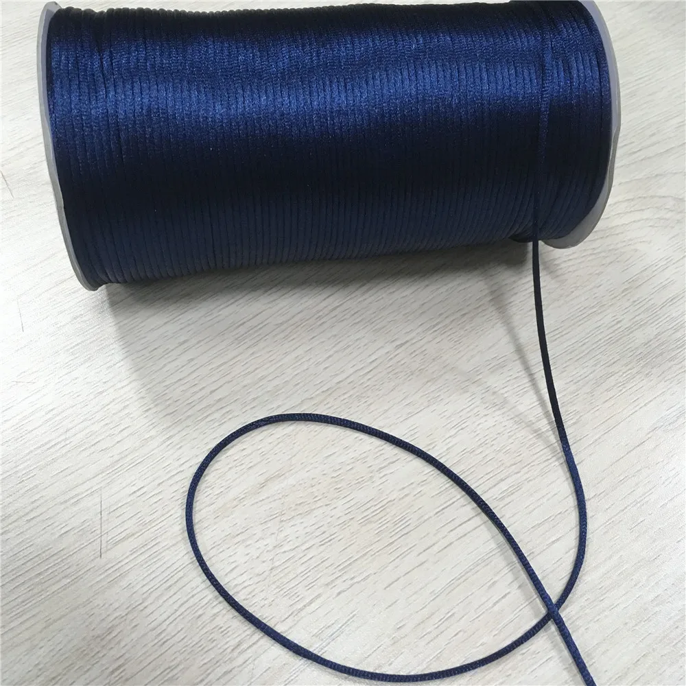 2mm 20m/lot Navy Blue Rattail Satin Cord Chinese Knot Braided String Jewelry Findings Beading Rope#R508