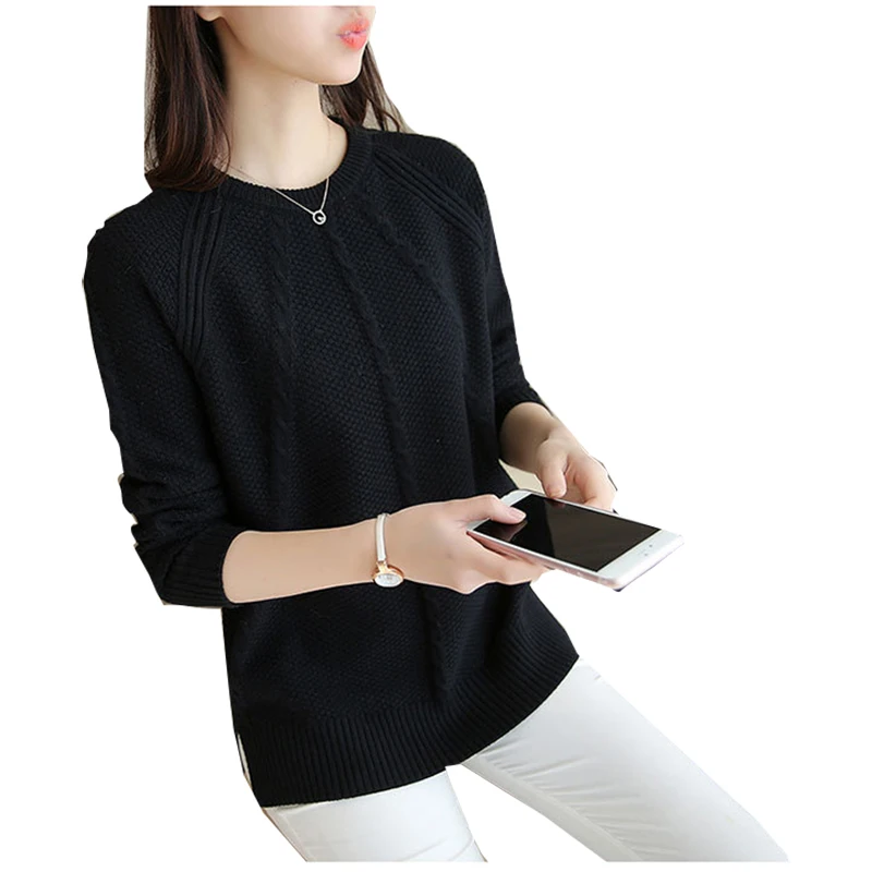 

Autumn And Winter women's Sweater Round Neck Slim long-sleeved Solid Color Loose women's Sweaters And Pullovers Vestidos LXJ446