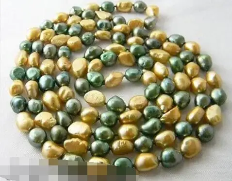 

50'' 8-9mm Green Champagne Baroque Freshwater Pearl Necklace