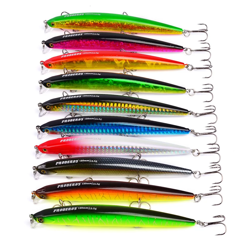 10PCs/lot Colorful Fishing Lures 125mm 13.5g Hard Bait Minnow