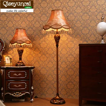 

Qiseyuncai European style living room floor lamp creative luxury retro vertical table lamp study bedroom bedside floor lamp
