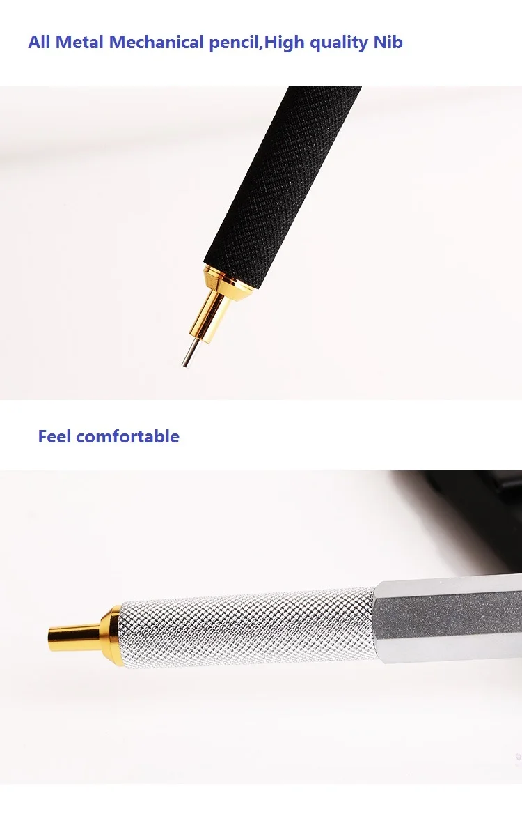 0.5 e 0.7mm de Metal Desenho a Lápis de Escrita Rotring 800 Mecânica Lápis Preto e prata Automático Lápis 4 preto prata lápis de desenho automático escrita