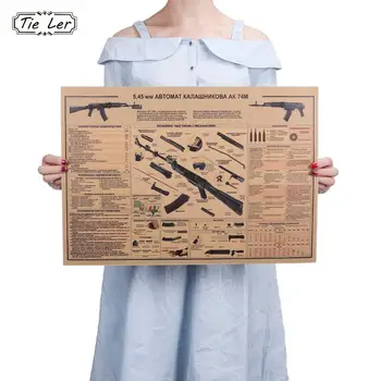

The AK74 Gun Poster Vintage Kraft Paper Poster Wall Sticker Collection Bars Kitchen Drawings Poster Adornment