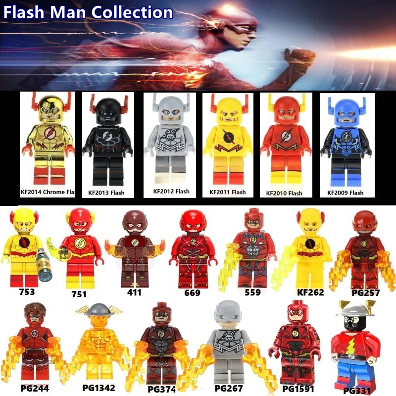 

Super Heroes Flash Man Building Block Collection Toys Action Figure Technic Brick Blocks Chrome Flashman Education Doll Bricks