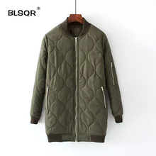 BLSQR Fashion Parkas Women Zipper Coats Autumn Warm Winter Jackets Women Long Parkas Casual Cotton Outwear For Women Clothes