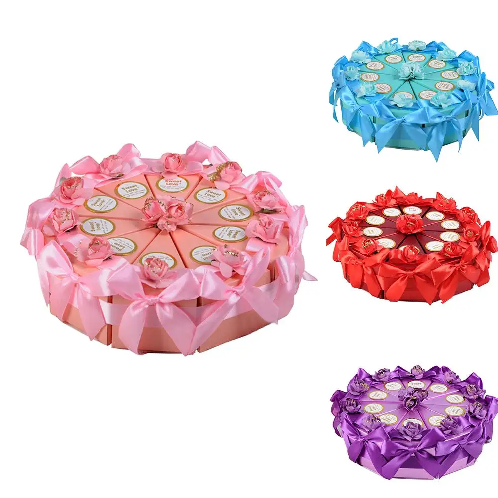 

Candy box 10 Pcs Creative Rose Flower Bow Triangle Cake Case Married Wedding
