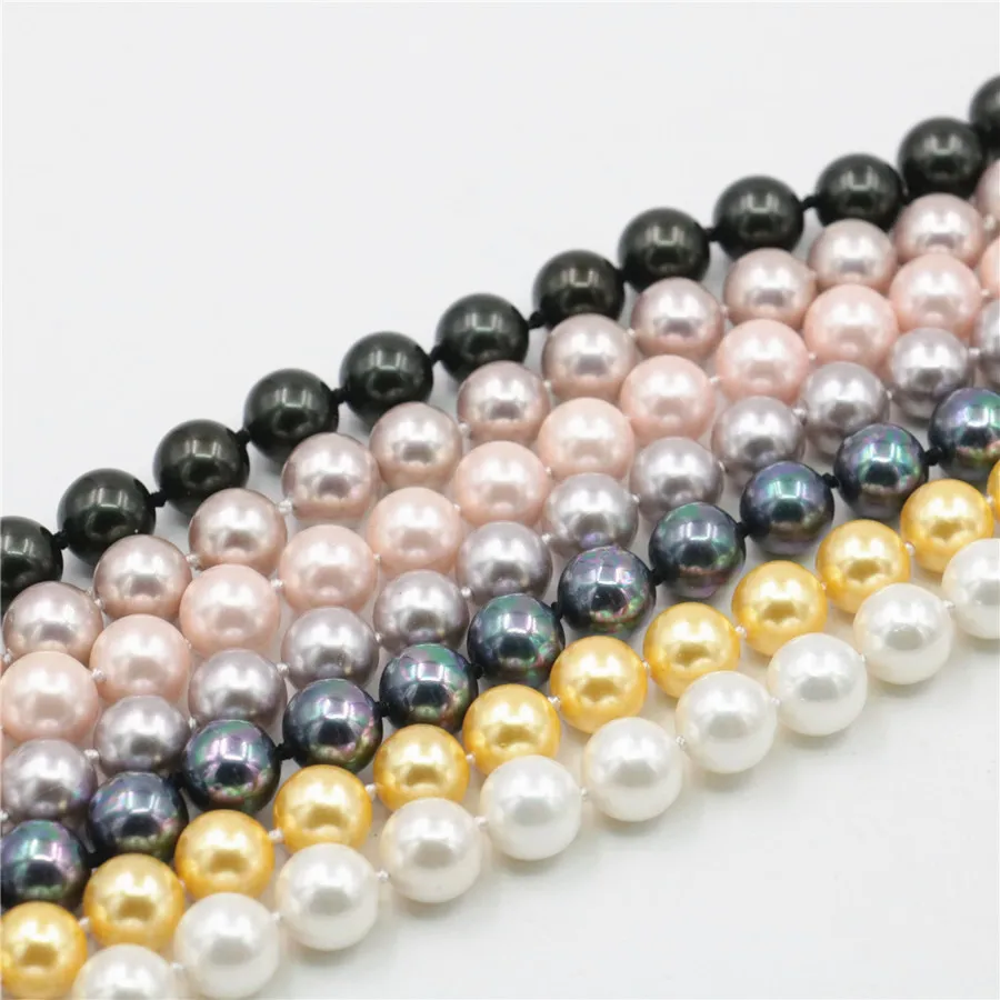 10mm Round Multicolor Sea Shell Pearl Necklace Beads DIY Girl Fashion Jewelry Making Design Mother's Day Gift 11.11 | Украшения и