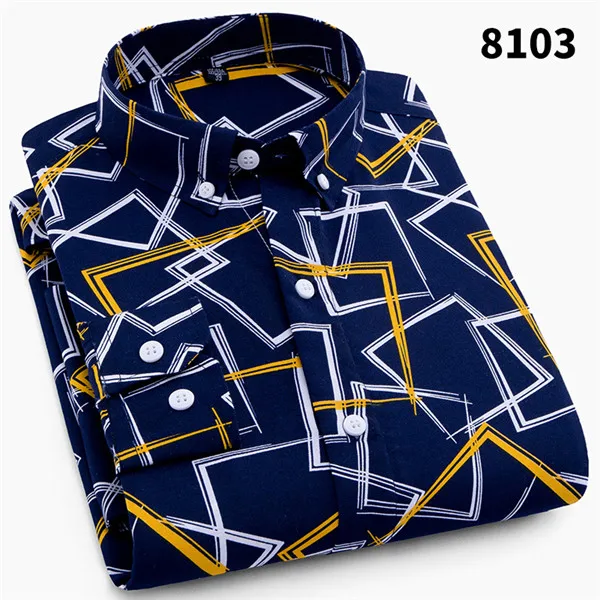 Новая мужская рубашка, брендовая, деловая, повседневная, с длинным рукавом, с отложным воротником, мужская рубашка, соц. Хлопок, одежда размера плюс 4XL X708 - Цвет: 3