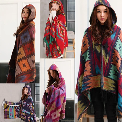 Women Fashion Scarf Ethnic Geometric Design Acrylic Cotton Neck Wrap Accessories