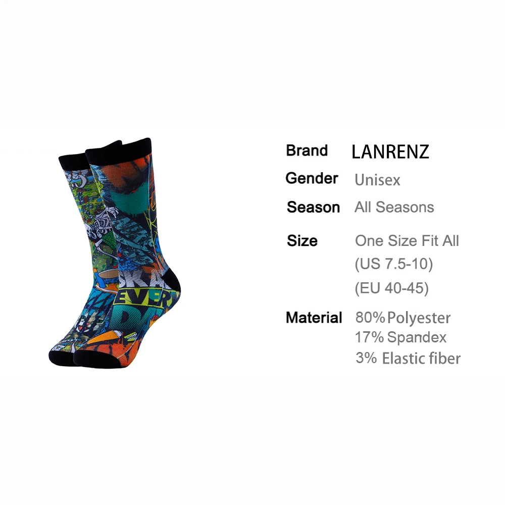 Креативные уличные комические принты для мужчин и женщин, модные забавные носки, носки с 3d принтом 200, вязаные Компрессионные носки с масляной росписью