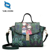 Marke Fashion Green Wald Design Frauen Handtaschen Schulter Messenger Bag Damen Umhängetasche Mini Trapeze Tote bolsas