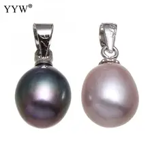 YYW 1 шт. натуральный настоящий пресноводный жемчуг кулон 8-9 мм длинные в форме слезы черный розовый цвет жемчужные подвески DIY для женские ожерелья