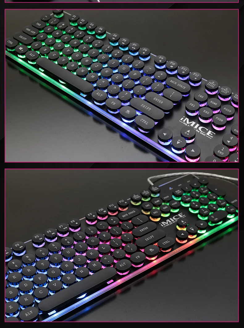 IMice Gaming Keyboard Steam Punk 104 Keys Backlit Keyboards Wired USB