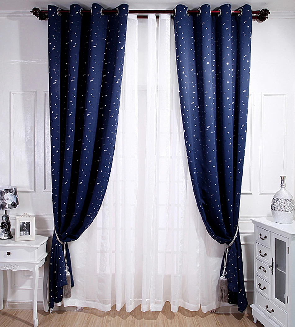 Блестящие звезды детская ткань шторы для гостиной дети мальчик девочка спальня синий/розовый ночные шторы на заказ драпировка wp123-45