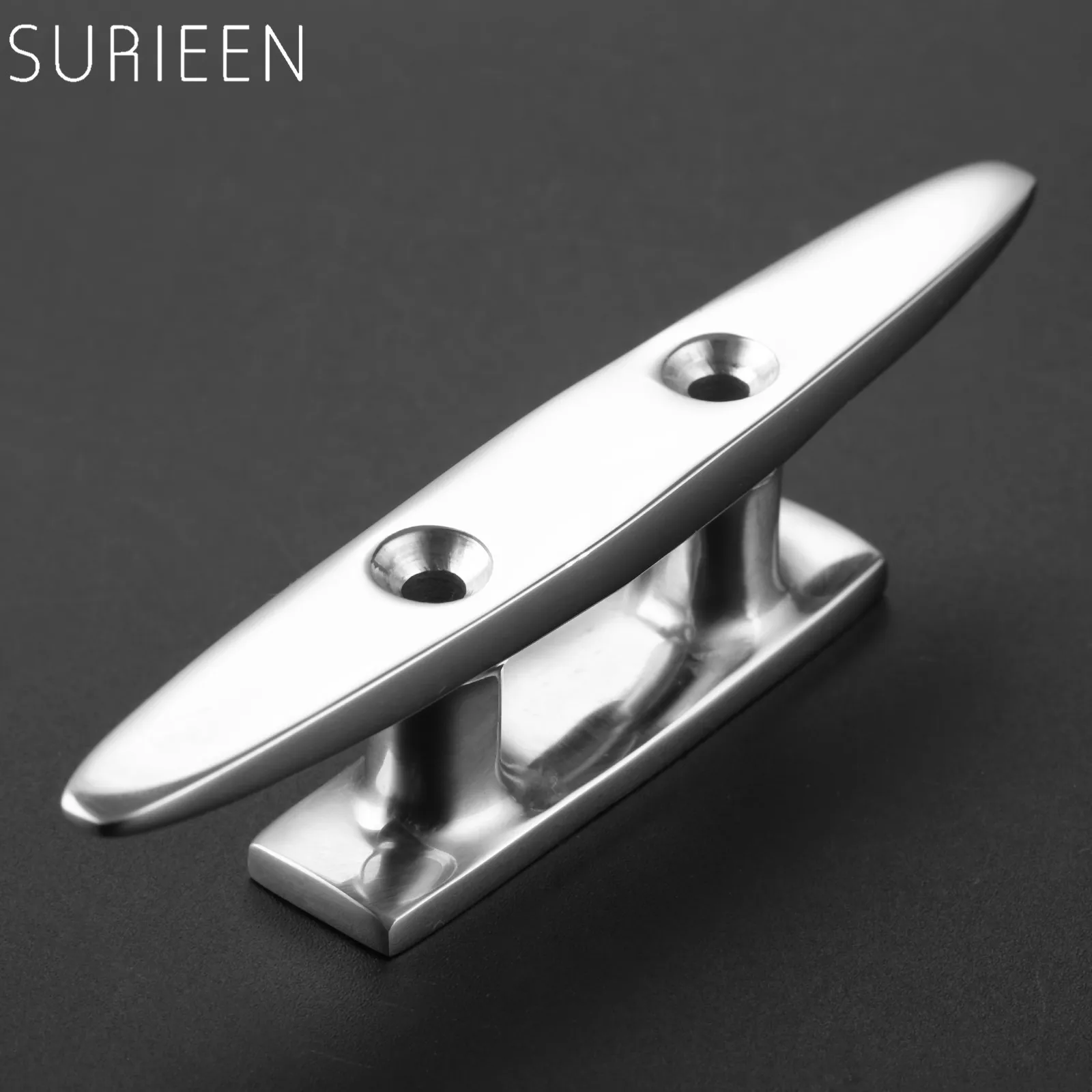 SURIEEN Boat Dock Cleats Flat Top Low 4" 2 Holes Marine Grade Stainless