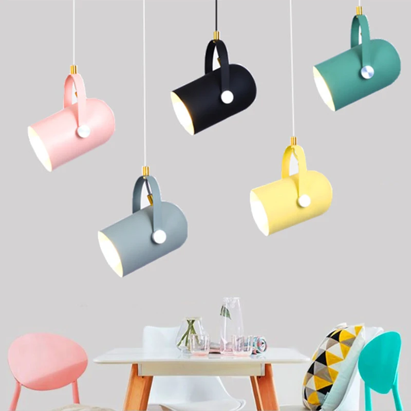 

Nordic Pendant Lights Minimalism Droplight Angle Adjustable E27 Track Hanglamp Home Decor Lighting Fixture Showcase Spot Light