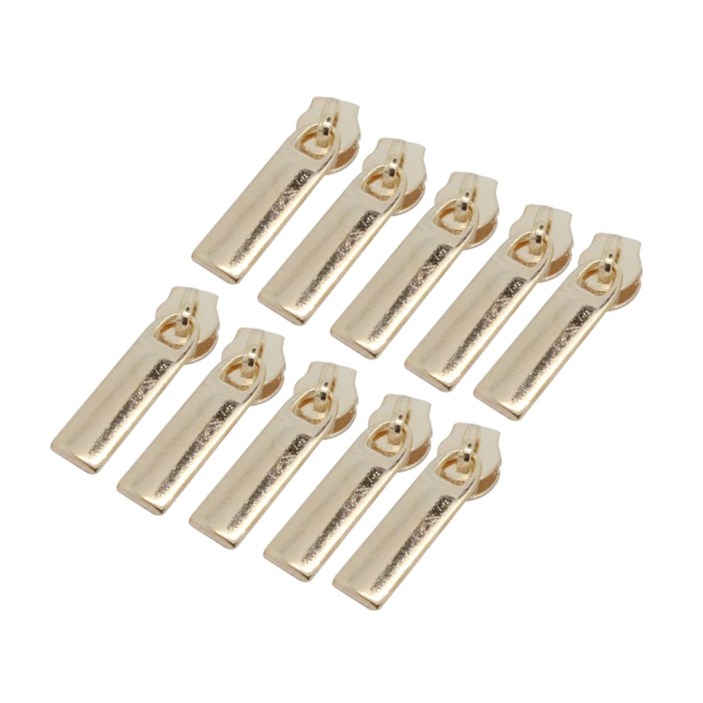 10Pcs Gold Plated #3 Fix Zip Puller/Zipper Pull Sliders Zip Head Zipper Repair Instant Kit Removable Rescue Replacement 7x25mm 