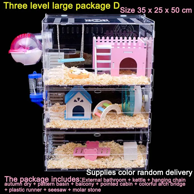 

Transparent Acrylic Plastic Hamster Cage Little Pet Guinea Pig Nest Small Animal Mice Cage Chinchilla Ferret Hedgehog Pet House