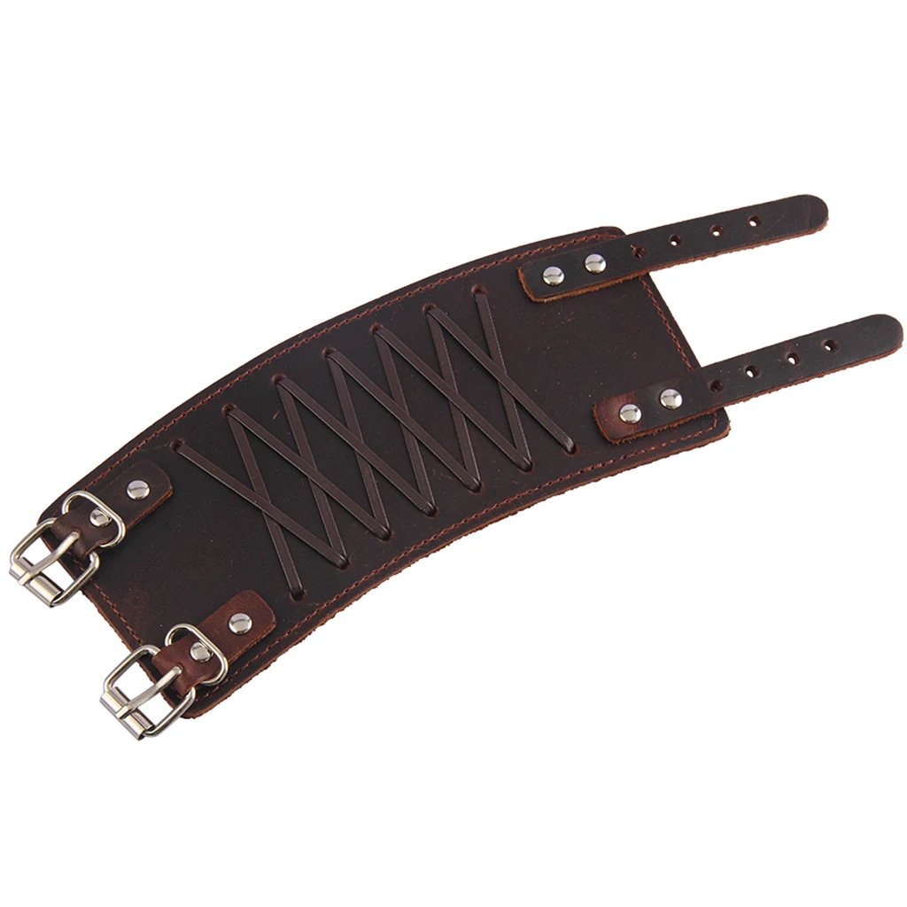 Punk Rock Gothic Wide Bracers PU Leather Arm Guards Gauntlet Cuff Wrist Protector Adjustable Bracers for Men