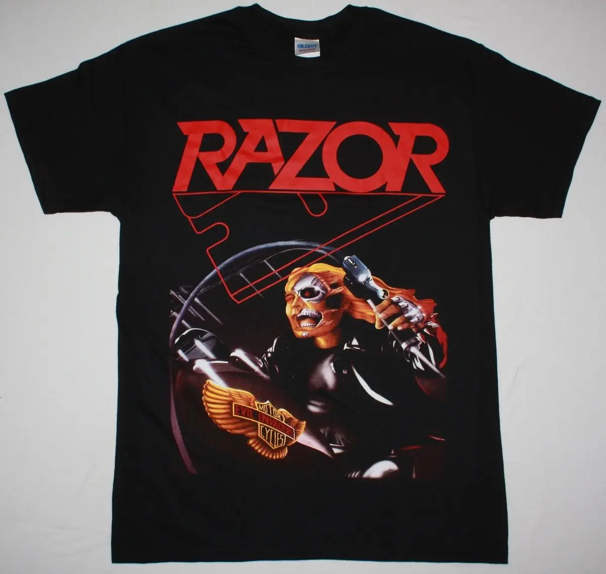 Новая Черная футболка RAZOR EVIL INVADERS THRASH SPEED с металлической лентой и круглым вырезом