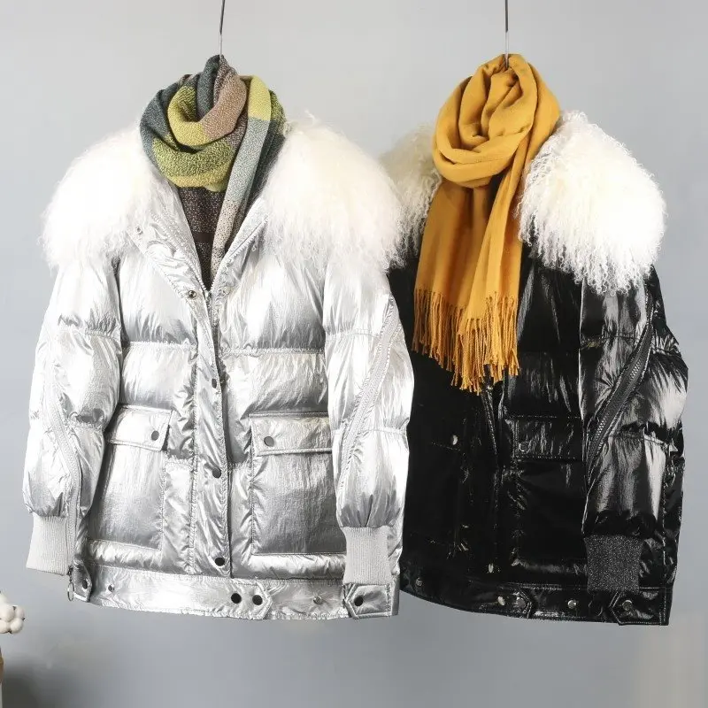 

Large Real Wool Fur Collar 2019 Warm Winter Jacket Women Long Down Parka Plus Size White Duck Down Jacket Female Waterproof Coat