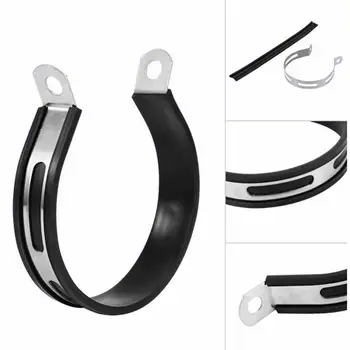 

Motorcycle Muffler Clamps Exhaust Muffler Silencer Pipe Hanger Mount Bracket Black and Silver
