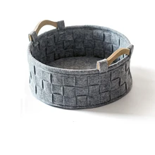 Newly Handmade Round Felt Desktop Laundry Basket Home Office 1pcs Portable Toy Snack Storage Basket Cosmetics Underwear Baskets