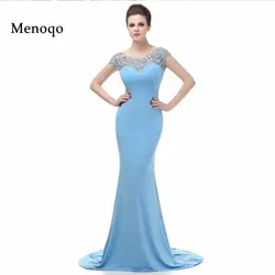 Новый Настоящее Модель Vestidos de Fiesta длинное строгое платье 2018 с коротким рукавом и низким вырезом на спине Бусы Русалка Вечер платья длинный