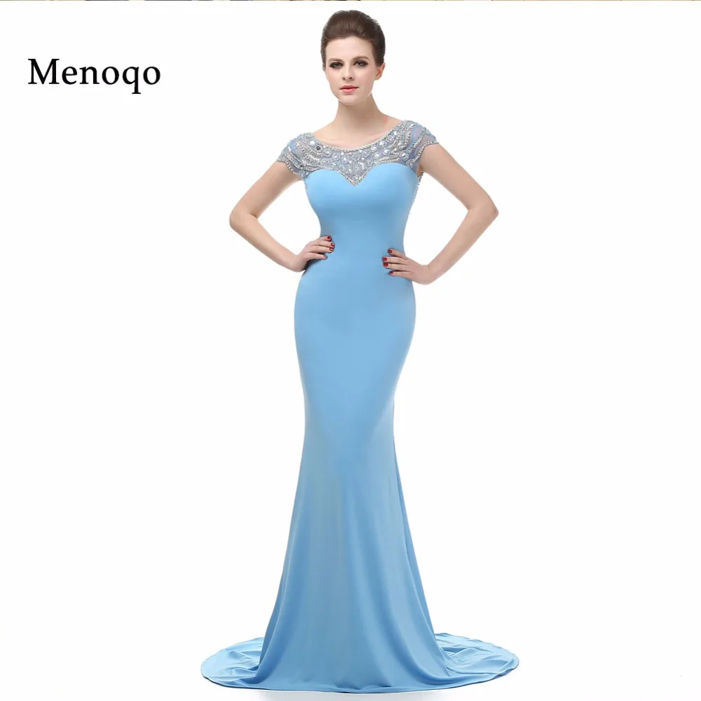 דגם נדל ניו Vestidos דה פיאסטה ארוך לבוש הרשמי 2017 שווי שרוול ללא משענת חרוזים בת ים שמלות הערב ארוך Robe De Soiree